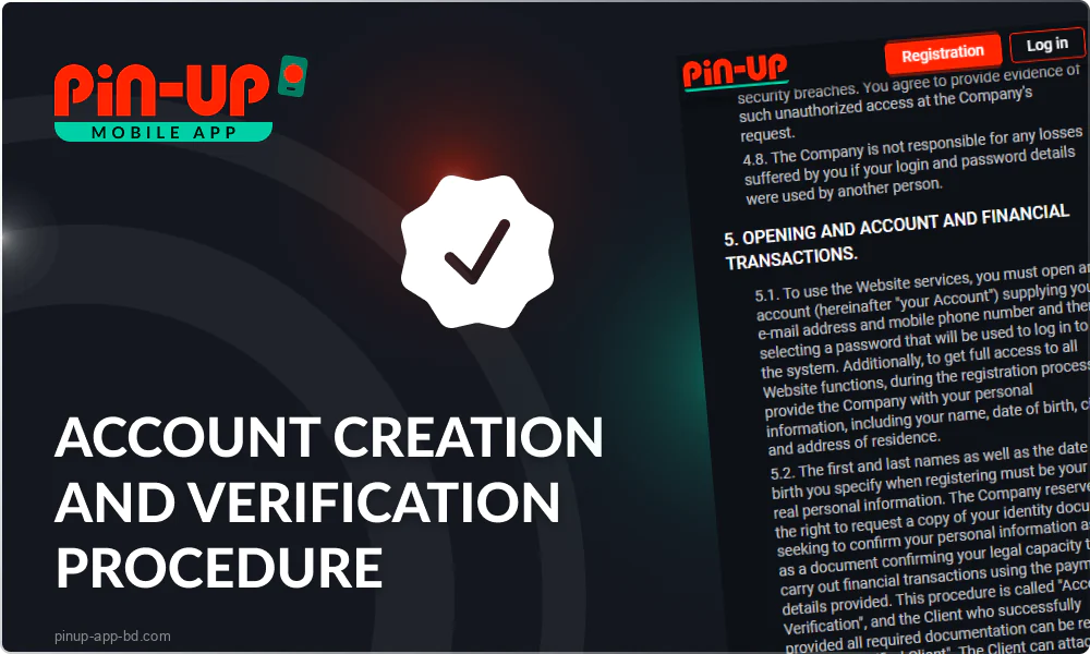 Pin Up App registration conditions