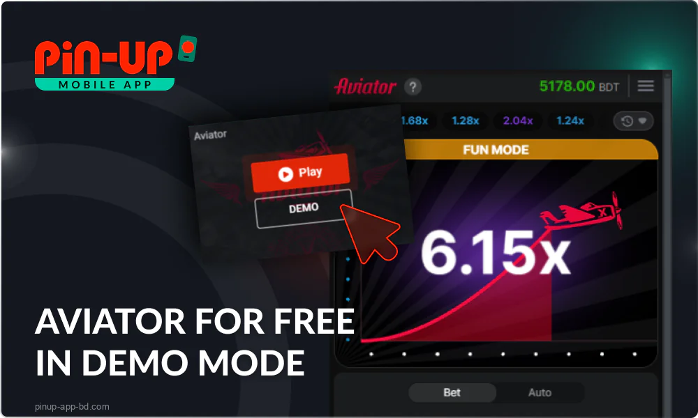 Demo version of Aviator game in Pin Up Casino app