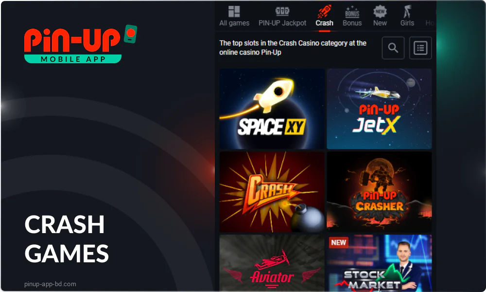 Crash Games in the Pin Up Casino app