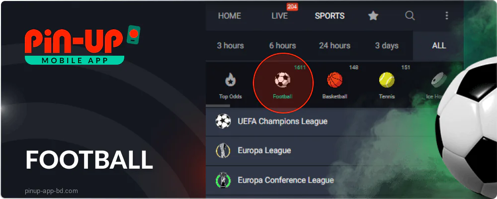 Football betting on the Pin Up app
