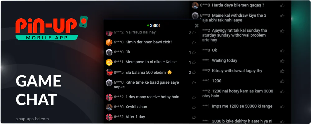 Aviator Game Chat in Pin Up App
