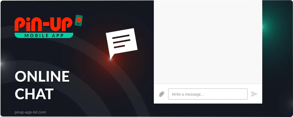 Online chat with the support team in the Pin Up app