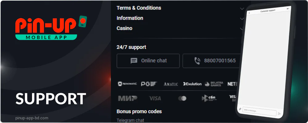 Pin Up App Support in Bangladesh