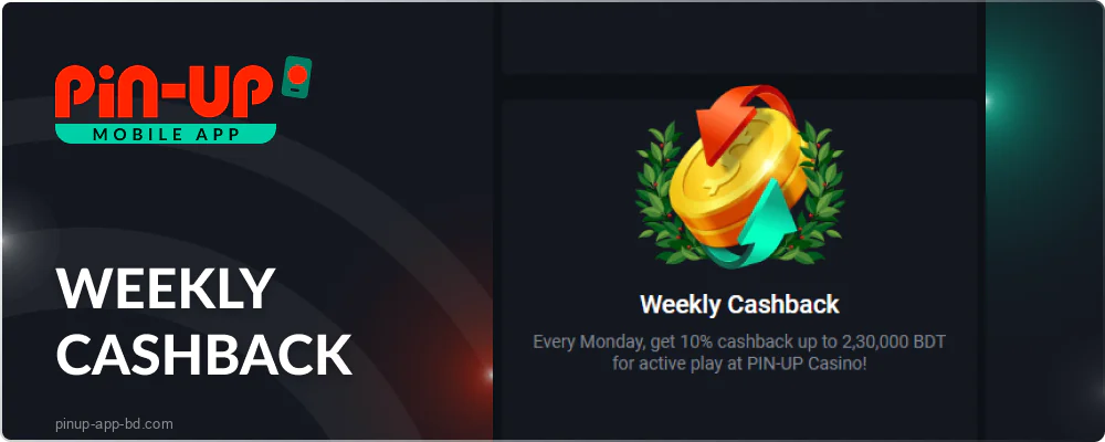 Weekly Cashback on the Pin Up Casino app