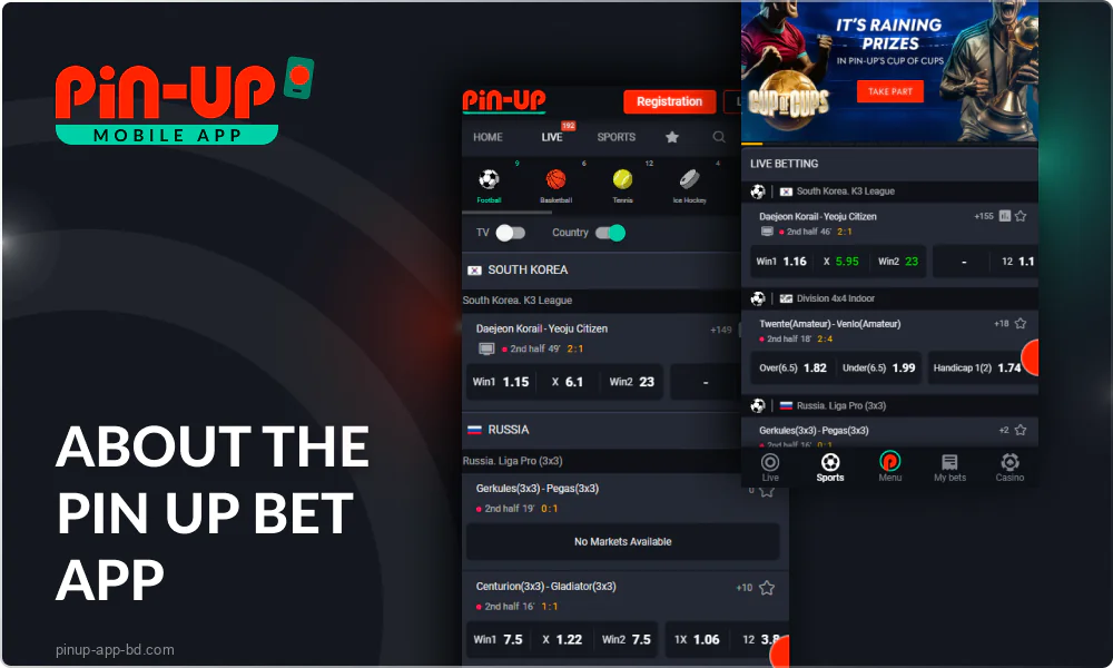 Pin Up Bet app description in Bangladesh