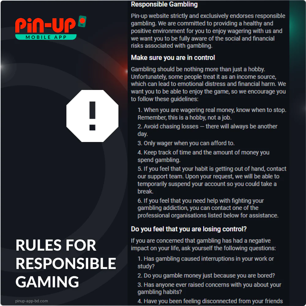 Basic rules of responsible gambling in Pin Up App