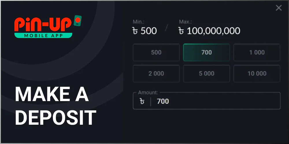 Make a deposit in Pin Up BD Casino