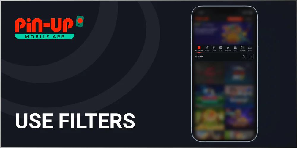 Use filters the games in Pin Up Bangladesh