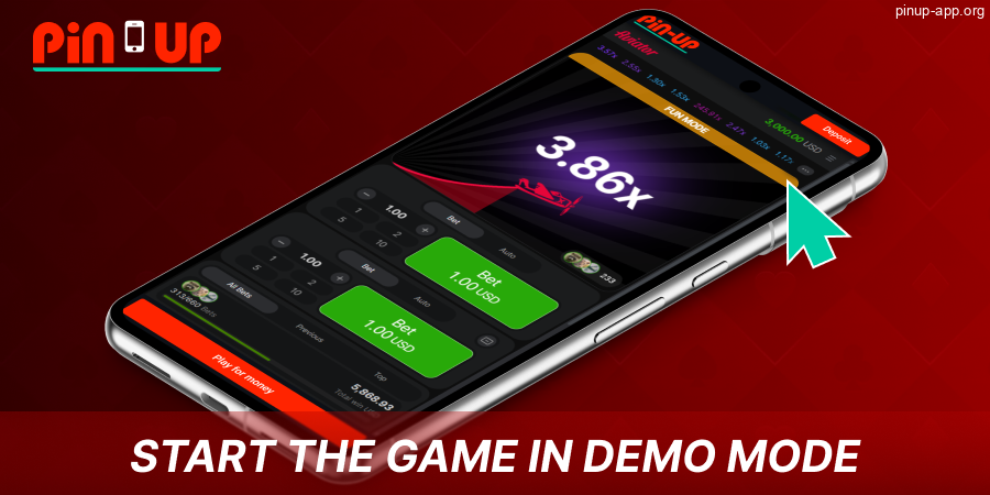 Start the demo mode of the game Aviator Pin Up App