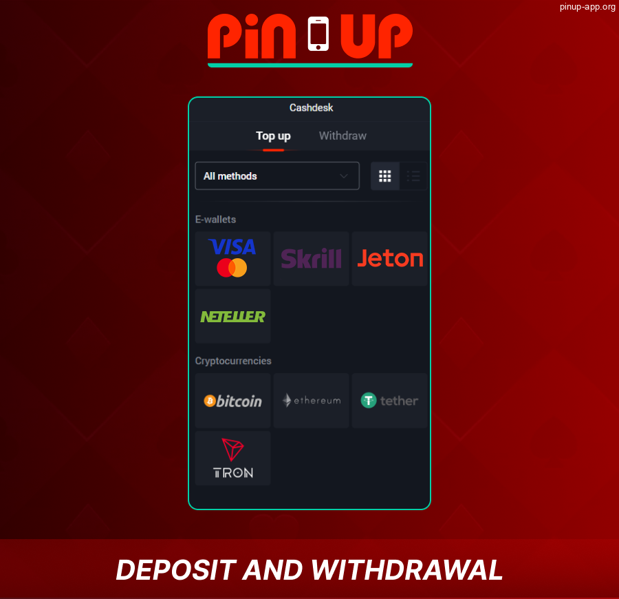 Payment transactions for Pin Up App players